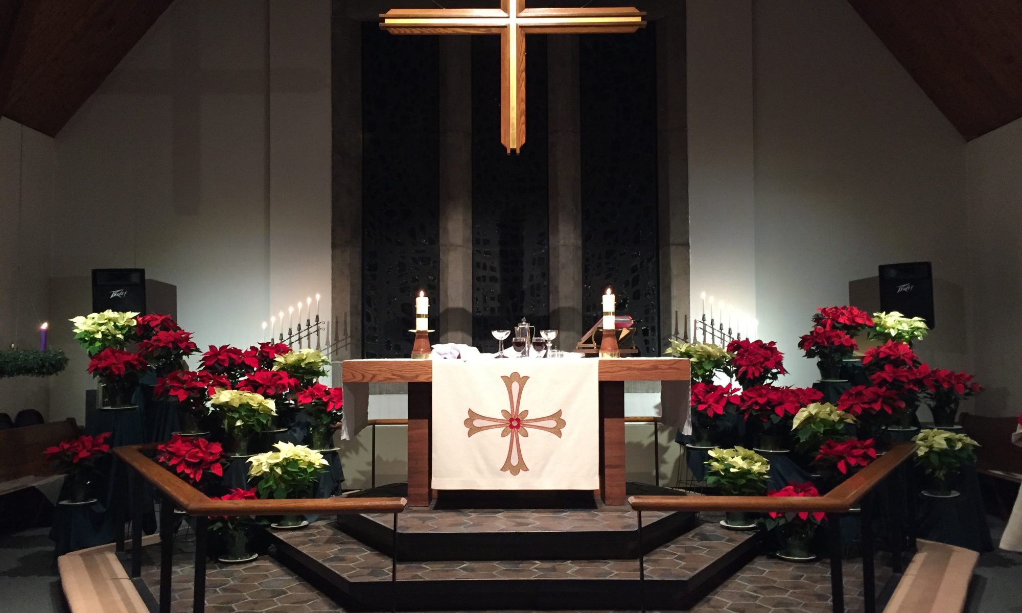The altar with poinsettias