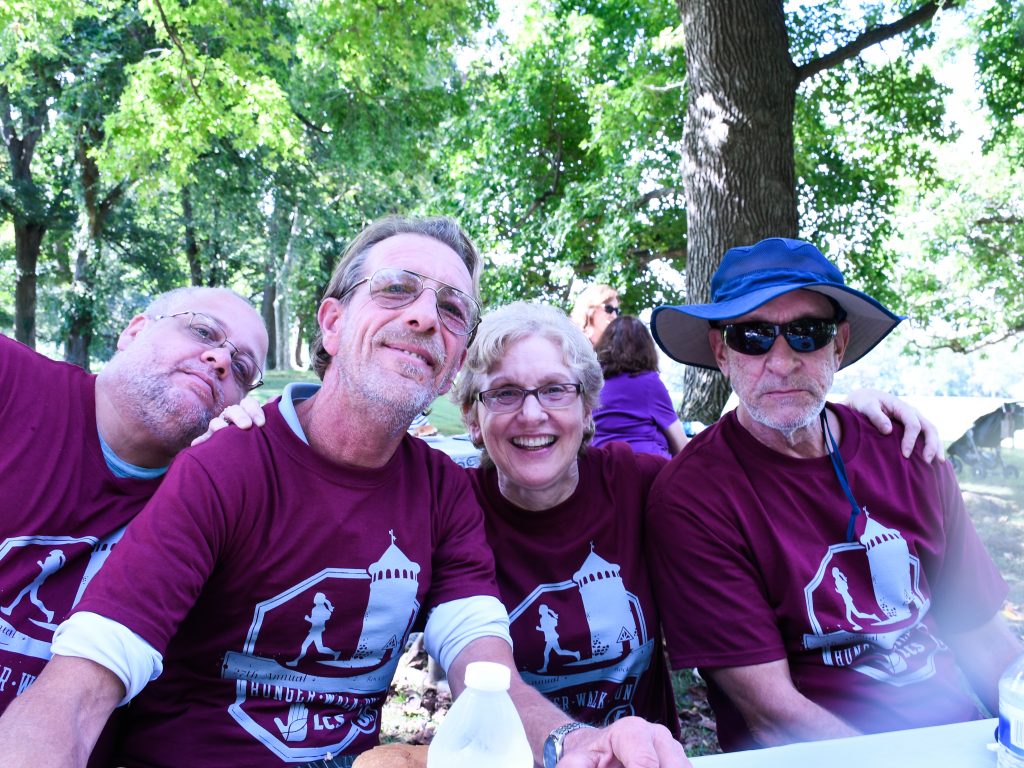 A team enjoying the after-walk picnic.