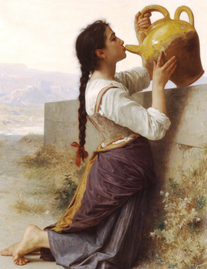 Woman drinking from a pitcher
