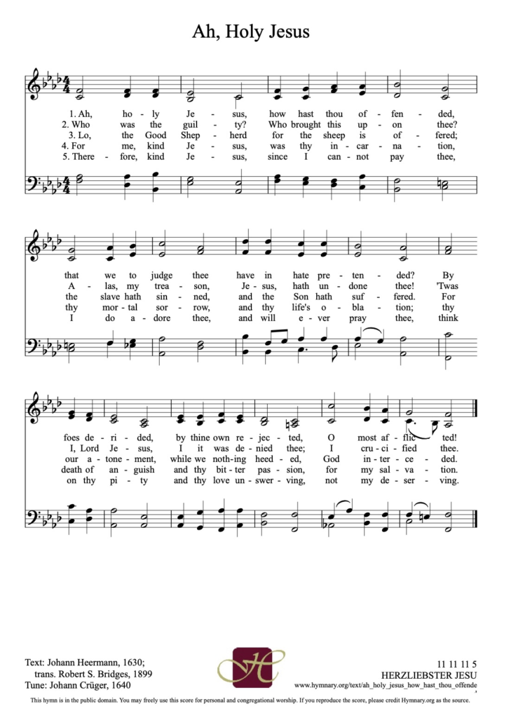 Words and sheet music for Ah, Holy Jesus