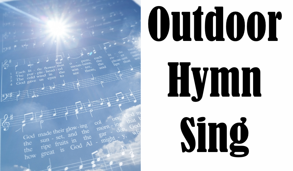 Outdoor Hymn Sing with sheet music illustration