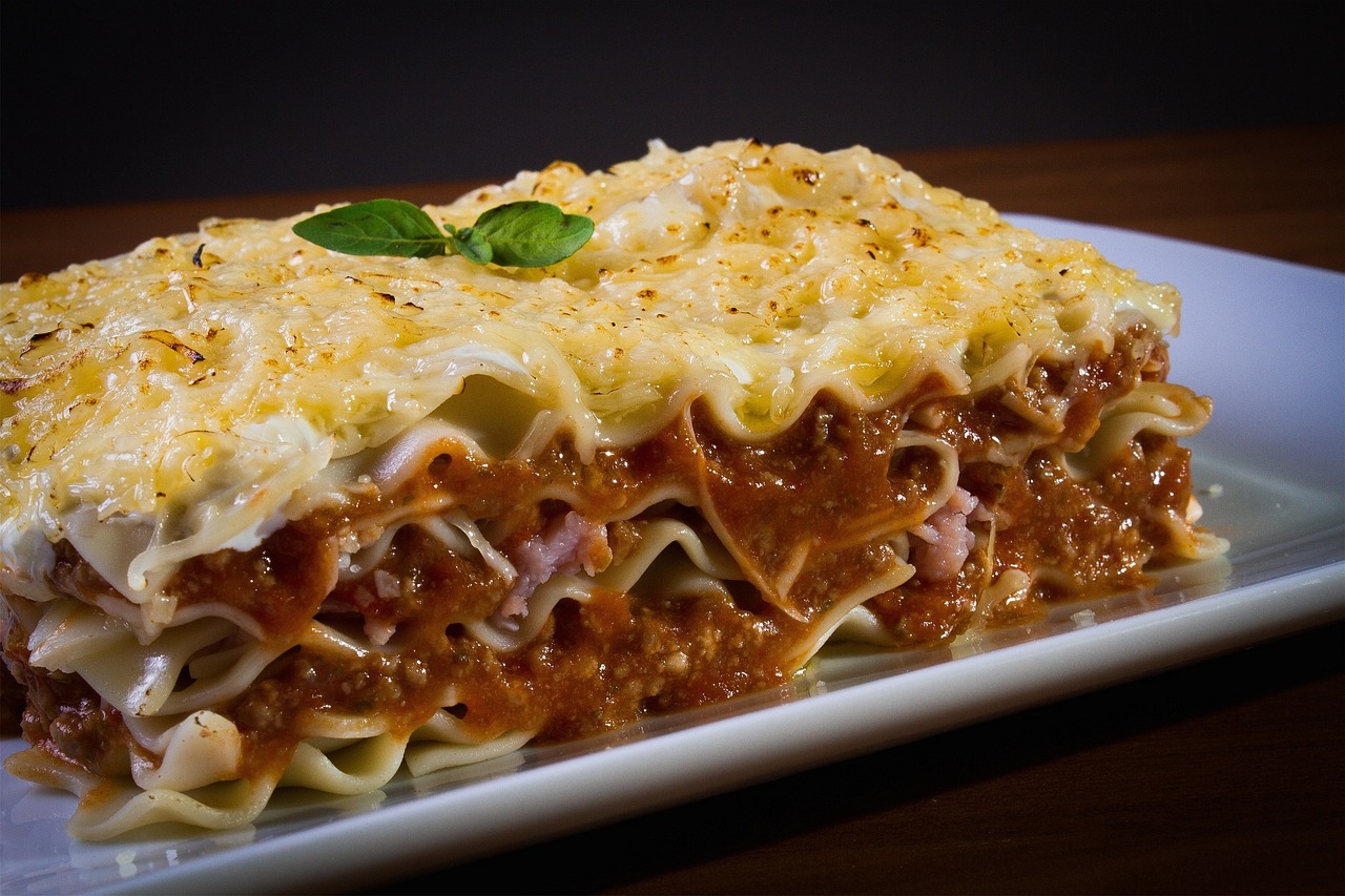 Tantalizing photo of a slice of lasagna