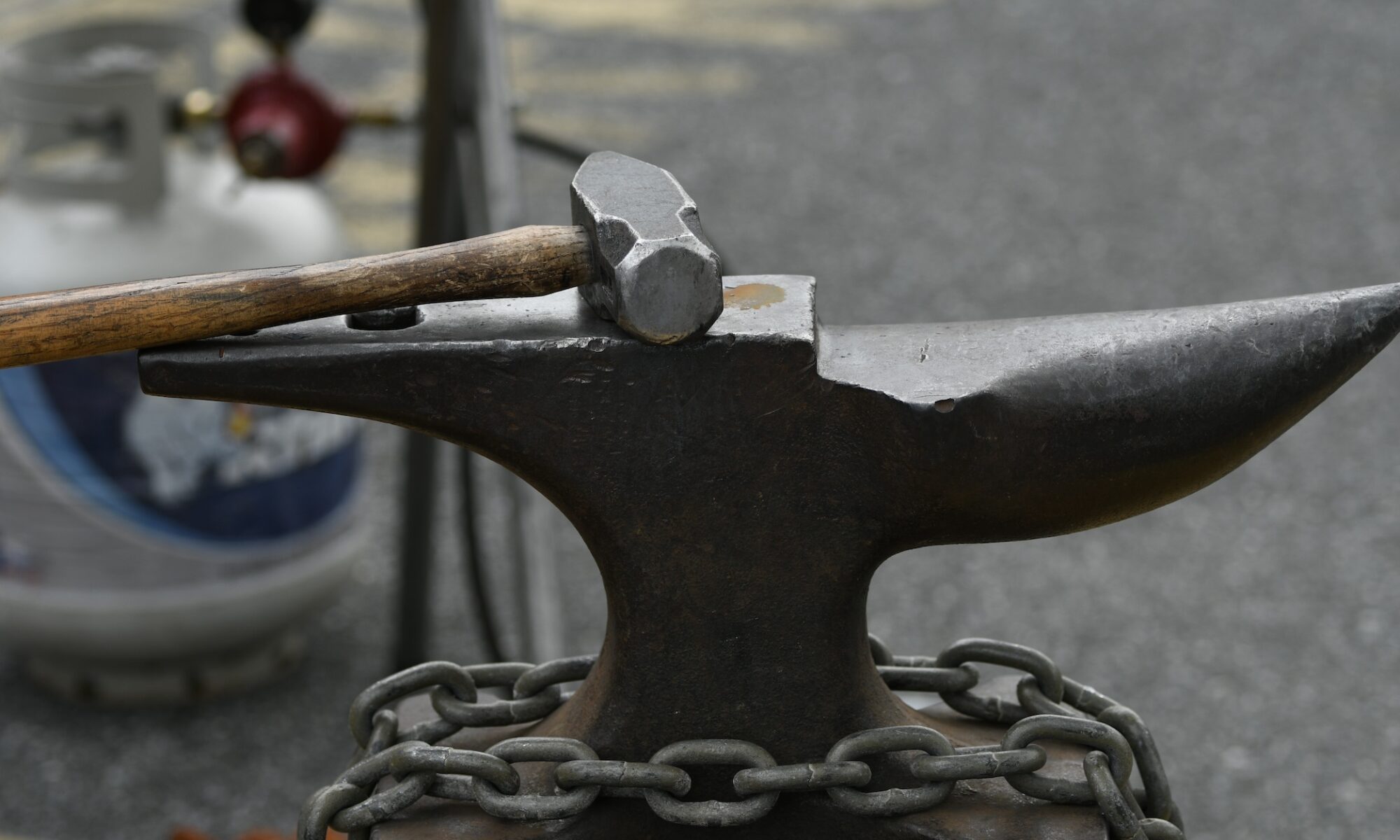 A hammer and anvil used during Shane Claiborne's recent visit to St. Mark's.